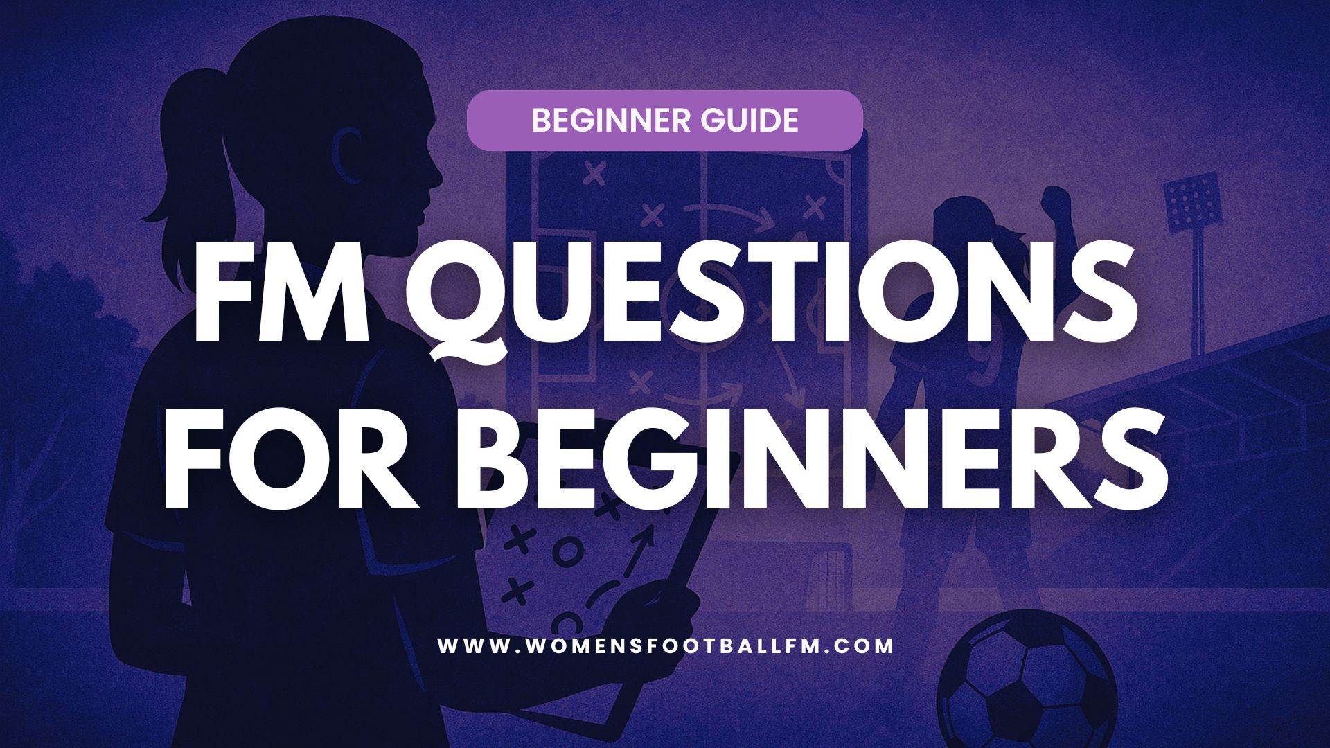 Illustration of a female football manager with a tactics clipboard - FM26 help image for beginners learning Football Manager